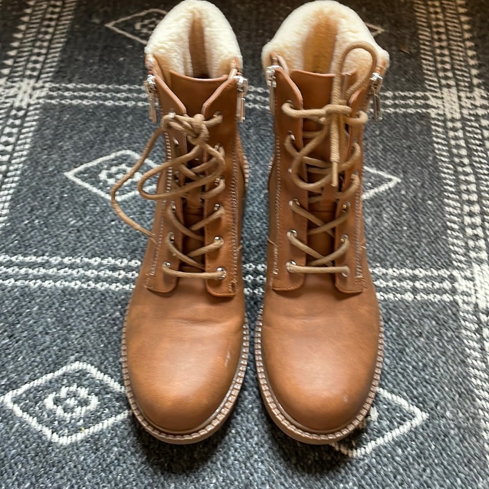 DV by Dolce Vita Faux Leather/Fur Combat Boots